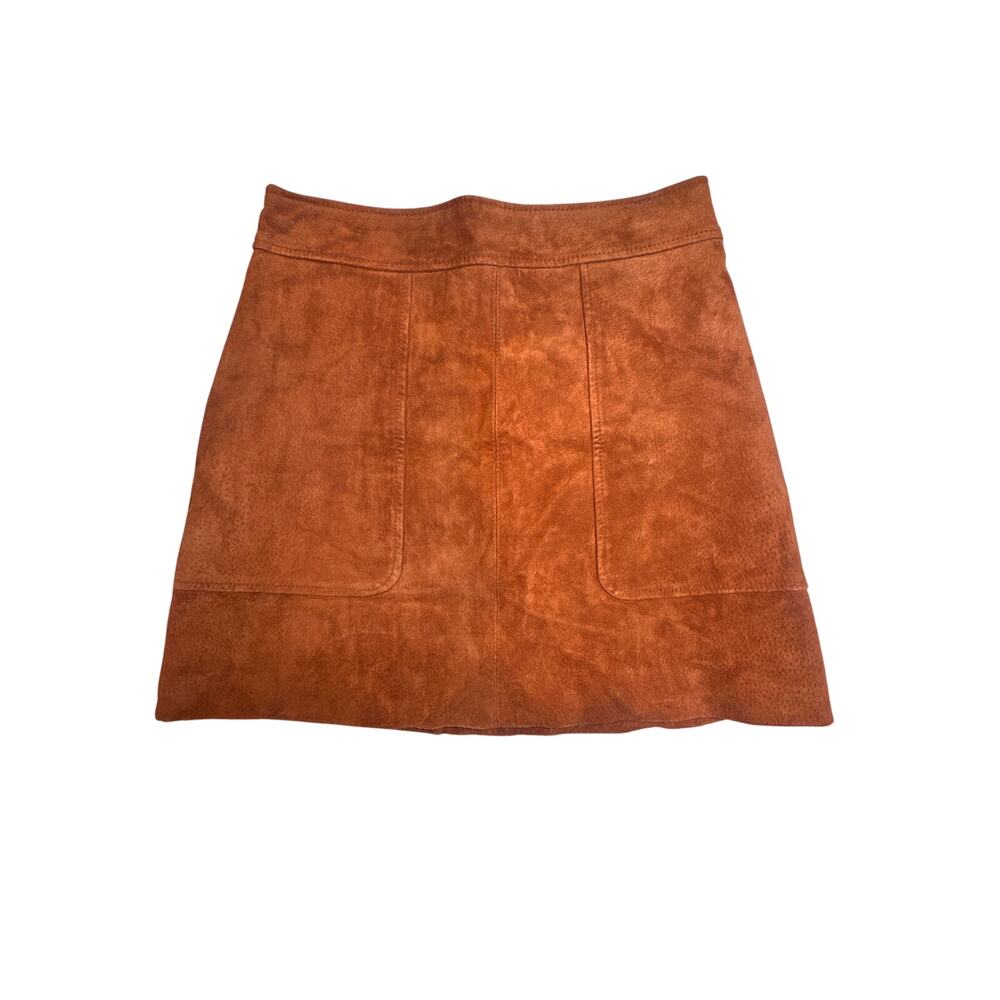 H&M Soft Suede Women’s Size 2 - Zip Up Y2K Mini A-Line Cognac Brown Skirt NWT